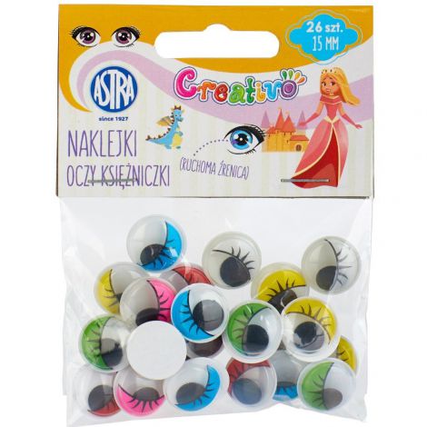 Samoprzylepne Oczka Księżniczki Astra ruchome 15mm, 26szt